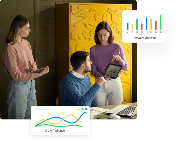 Marketing-Team im kreativen Austausch